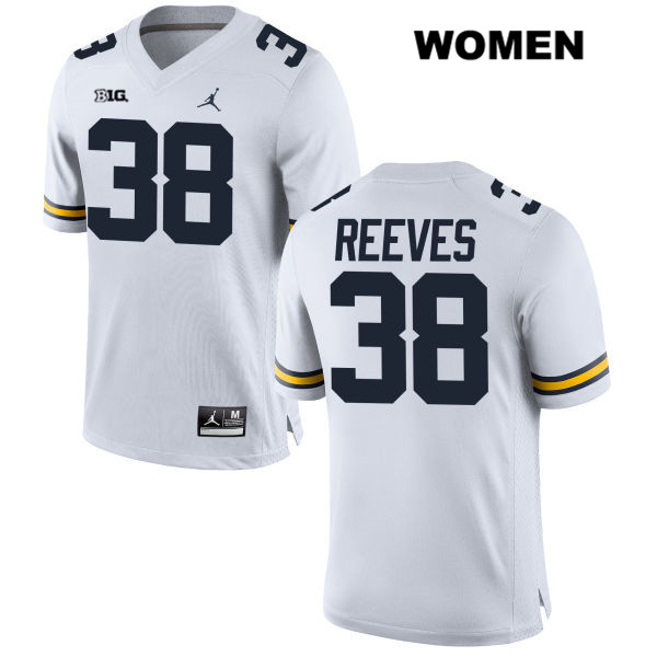 Women's NCAA Michigan Wolverines Geoffrey Reeves #38 White Jordan Brand Authentic Stitched Football College Jersey NW25B67NW